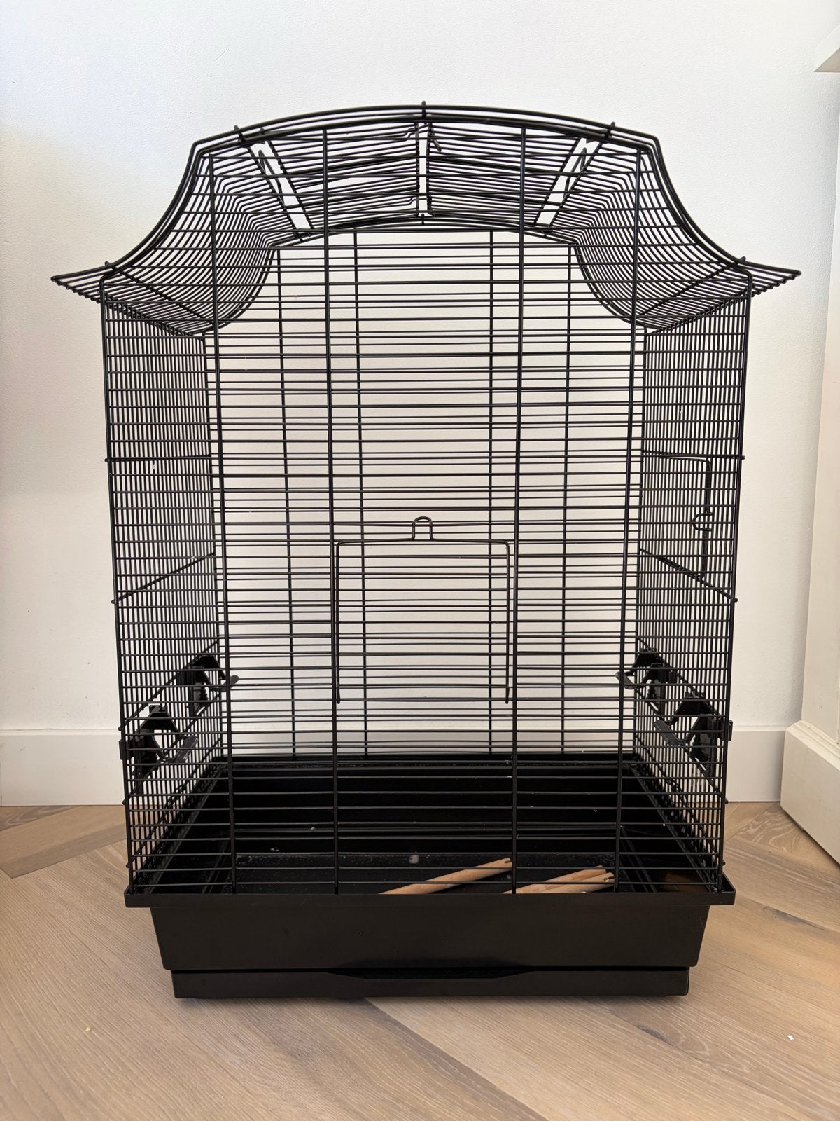 Vogelkooi zwart, Ophalen, Gebruikt, Metaal, Vogelkooi