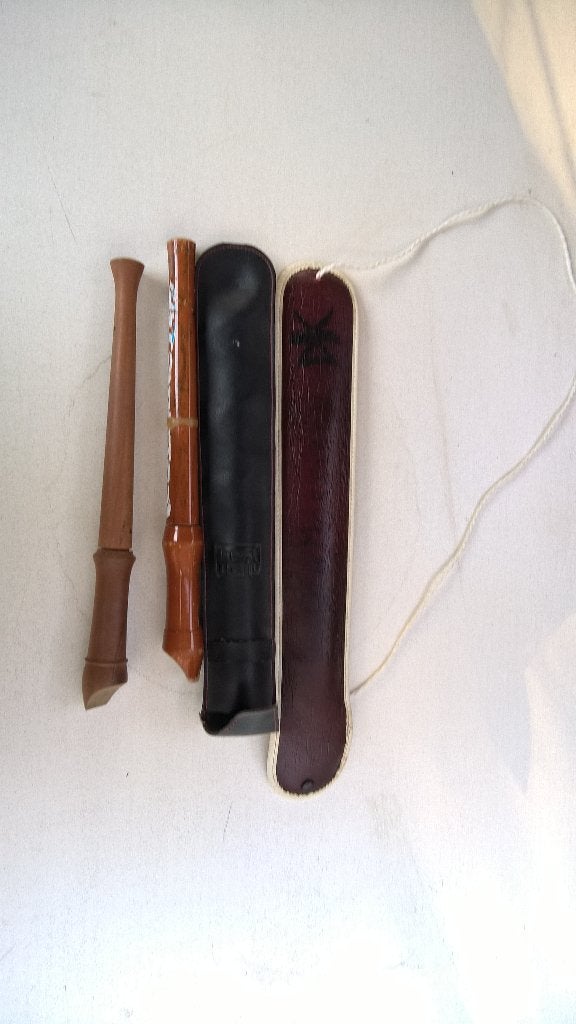 TE koop aangeboden mooi 2x blokfluit doe gepast bod., Ophalen of Verzenden, Gebruikt, Overige soorten, Met koffer of draagtas