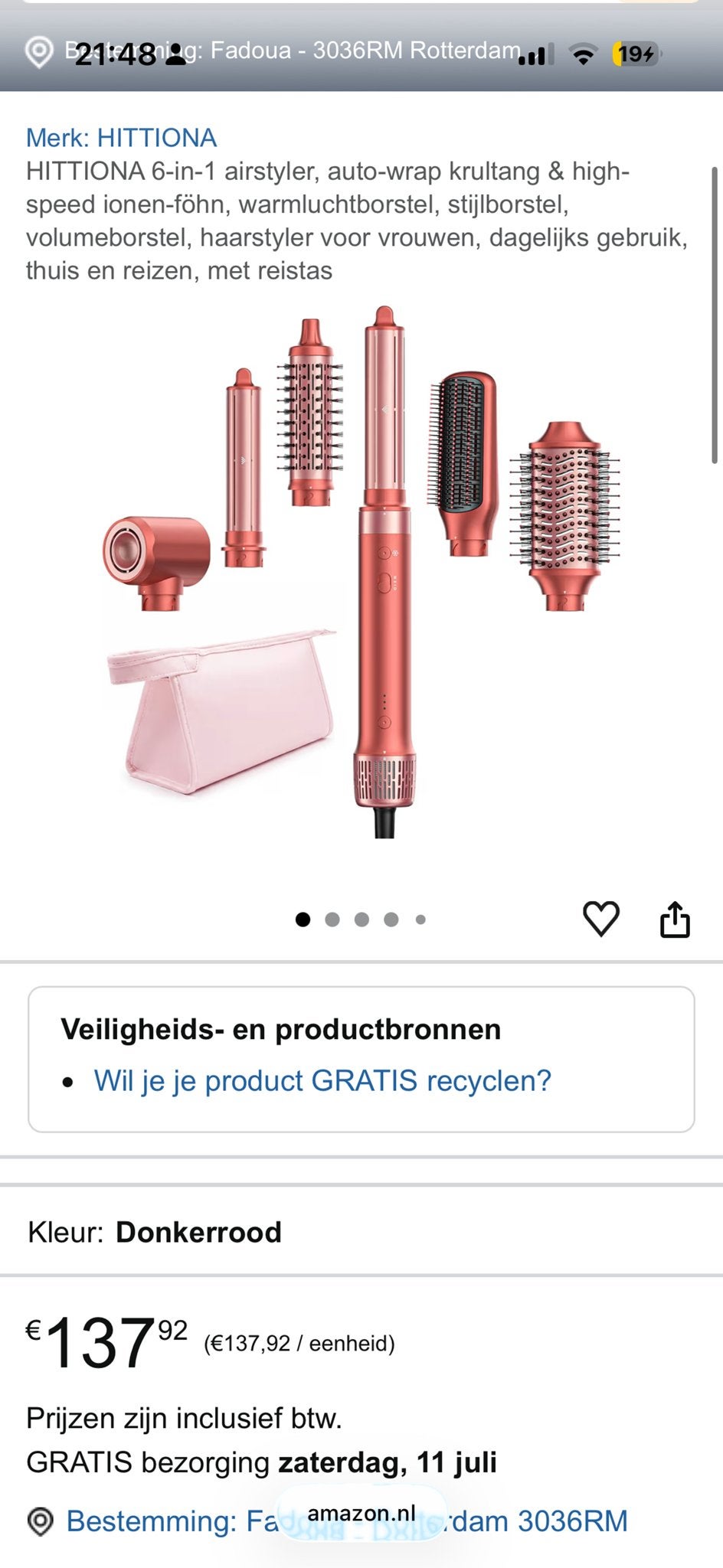 HITTIONA 6-in-1 Airstyler: Krultang, Föhn & Haarstyler, Ophalen of Verzenden, Nieuw