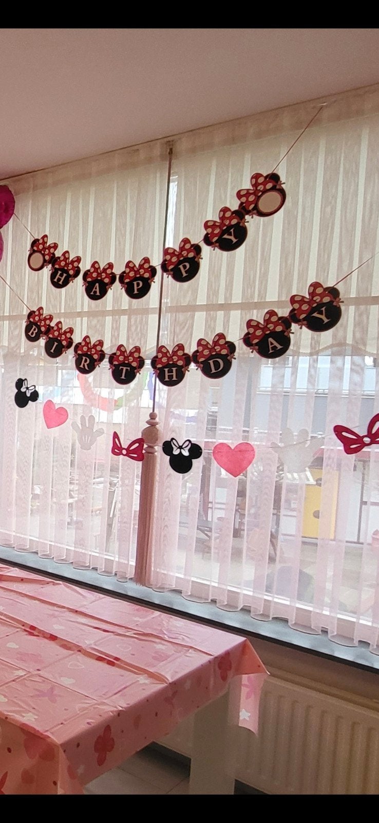 Minnie Mouse Slingers - Happy Birthday Feestversiering, Ophalen of Verzenden, Gebruikt, Versiering, Verjaardag