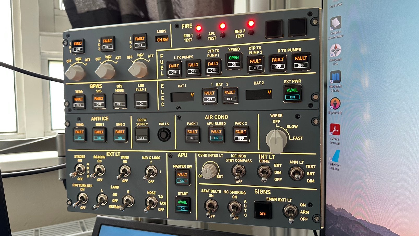 Sim Gauges Compact OVH A320 Overhead Panel Flight Simulator, Computers en Software, Joysticks, Ophalen of Verzenden, Gebruikt