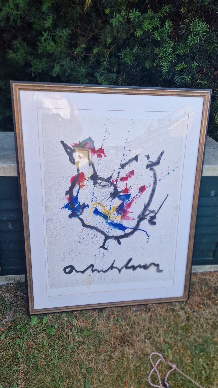 Anton Heyboer spetterschilderij met lijst, Antiek en Kunst, Kunst | Schilderijen | Modern, Ophalen