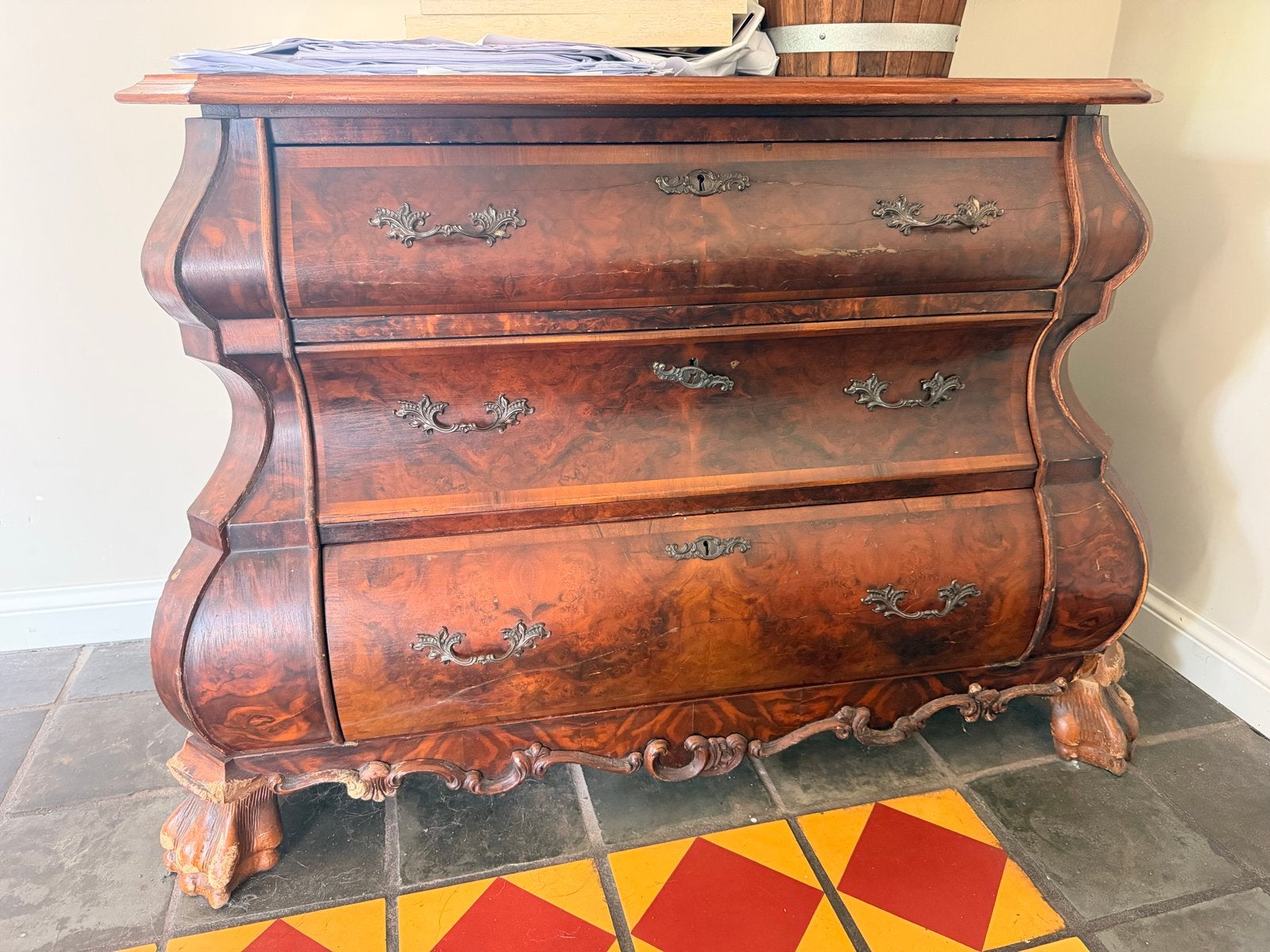 Antieke ladekast met 3 laden - Biedermeier stijl, Antiek en Kunst, Ophalen