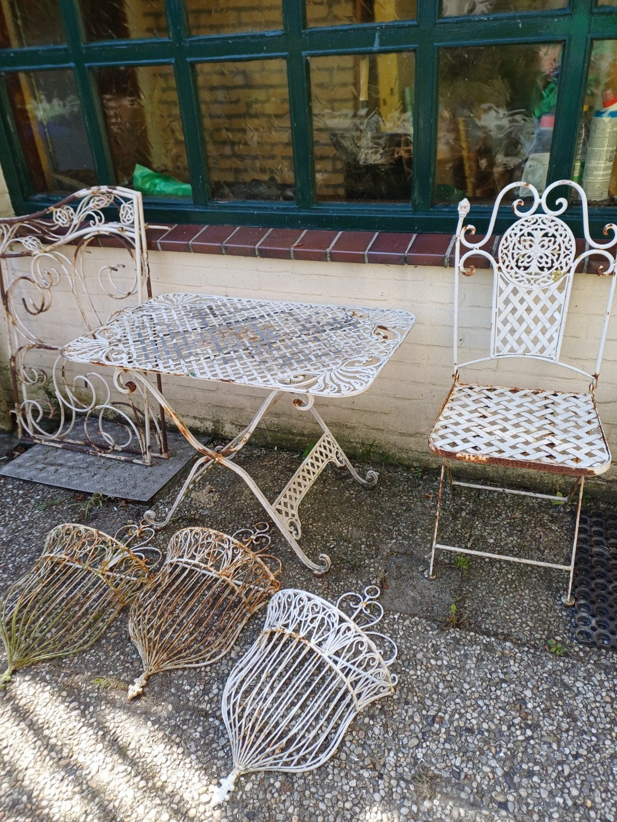 Brocante Bistroset ,oa stoel, tafel, opknappertjes, Ophalen, Gebruikt, Overige materialen, Stoel