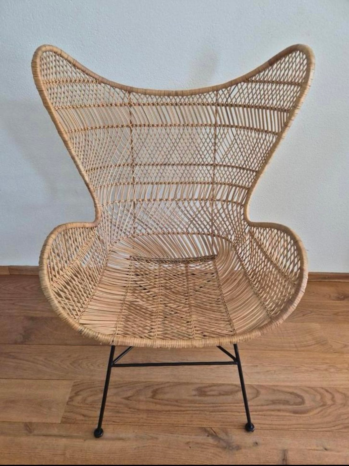HK living eggchair bohemian naturel, Minder dan 75 cm, Riet of Rotan, Ophalen of Verzenden, Zo goed als nieuw