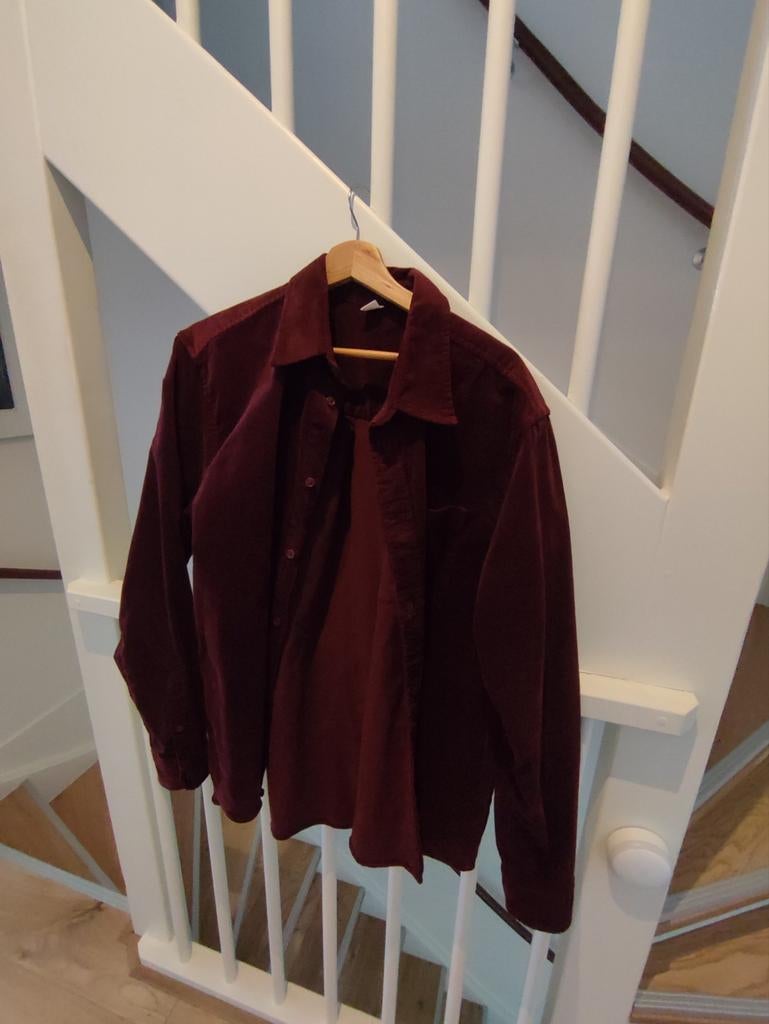 Heren overhemd corduroy bordeaux rood blouse XL, Verzenden, Nieuw, Groen, Halswijdte 43/44 (XL)