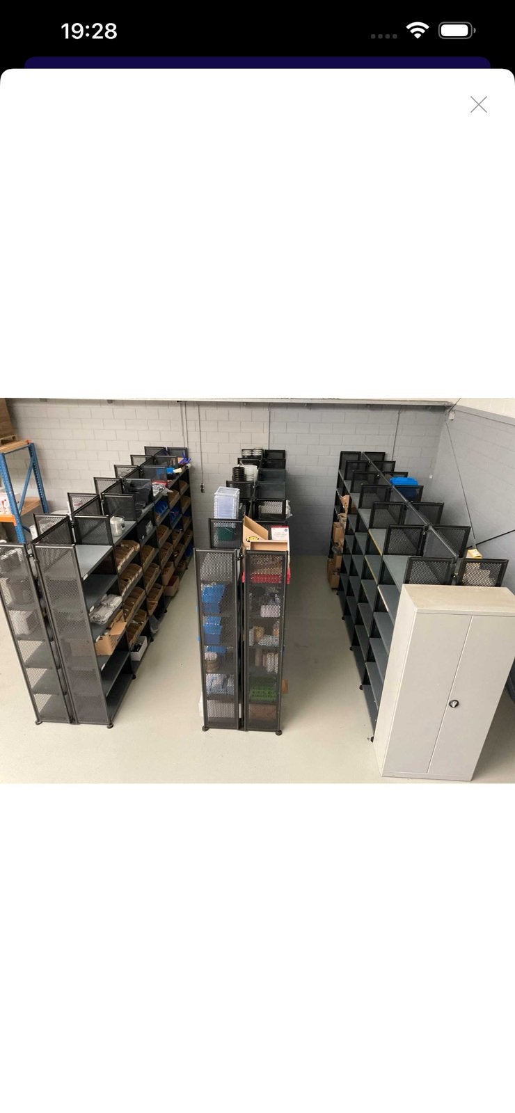 Legbordstelling (69 staanders/ 65 mtr)met achterwand, Ophalen, Gebruikt