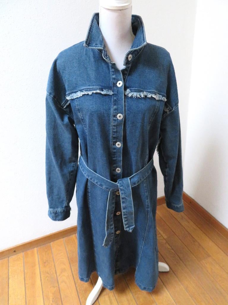 W26 ICHI nieuwe jeans hemdblouse jurk blauw maat 40, Maat 38/40 (M), Blauw, Nieuw, Ophalen of Verzenden