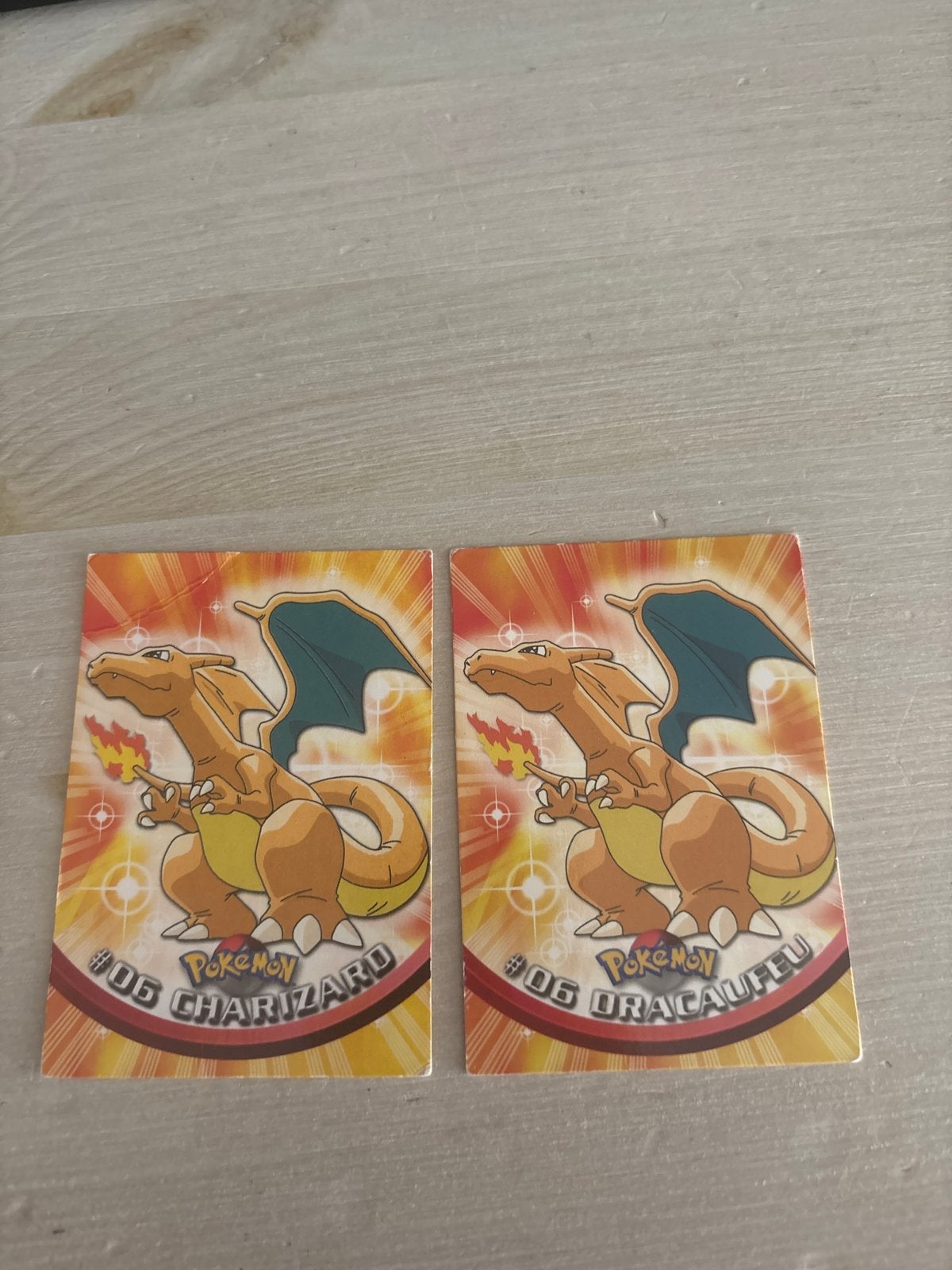 Pokémon Charizard & Dracaufeu Topps TV Animation Edition, Ophalen of Verzenden, Gebruikt, Meerdere kaarten