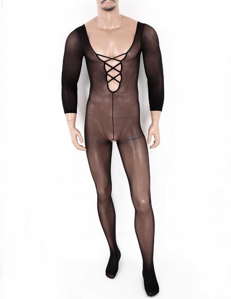 Heren zwarte body 7 / bodysuit sissy lingerie pakje sexy, Verzenden, Zwart, Nachtkleding
