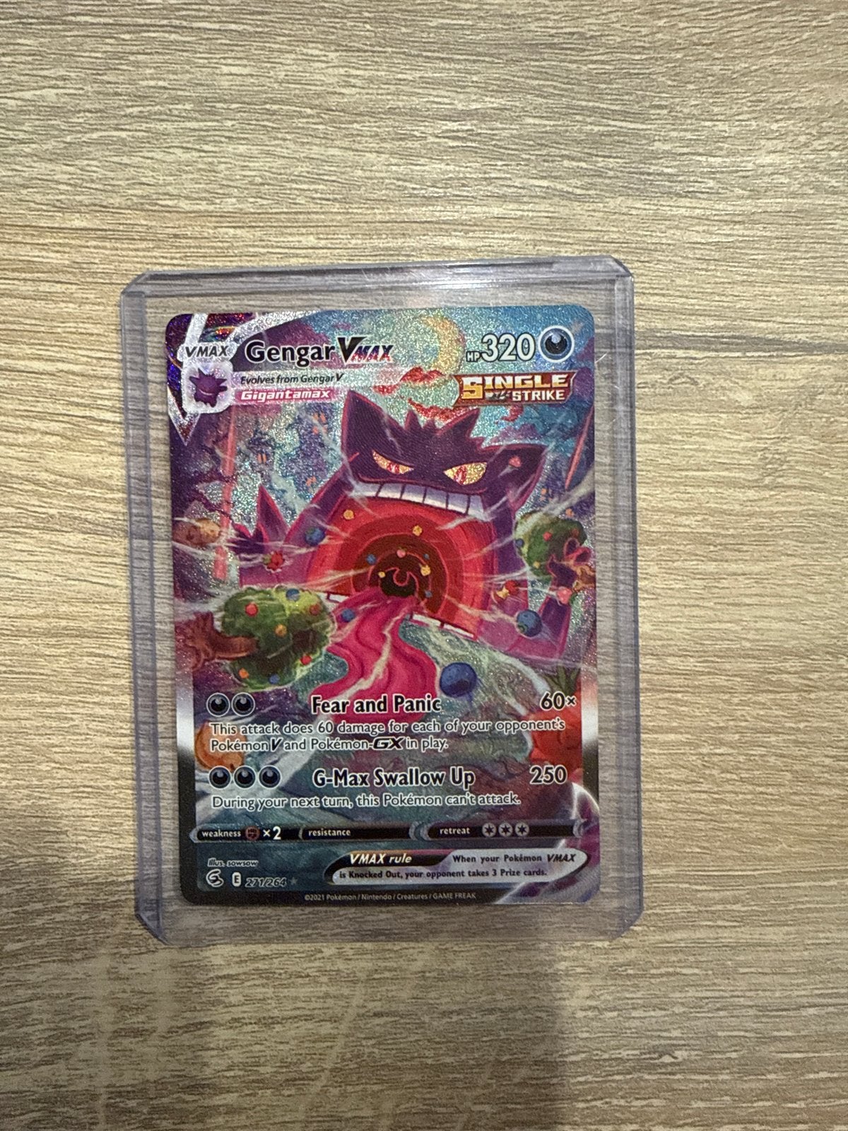 Gengar VMAX Pokémon kaart 271 (Full Art), Ophalen of Verzenden, Zo goed als nieuw, Losse kaart