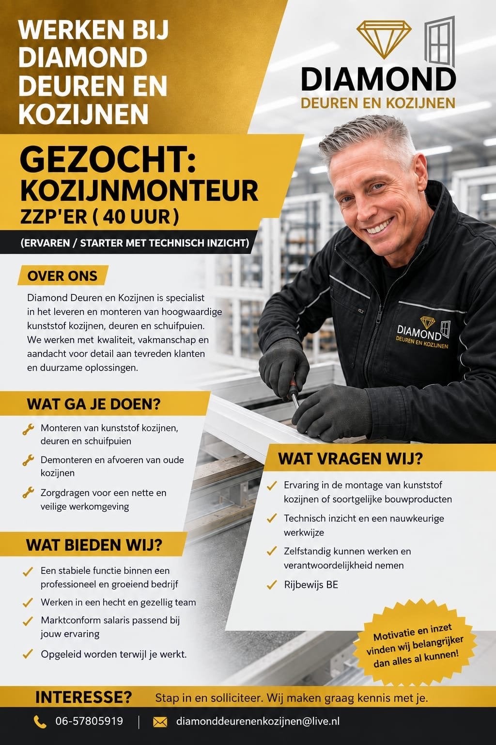 Monteur gezocht, Vacatures, 33 - 40 uur, Overige niveaus, Vanaf 3 jaar, Overige vormen
