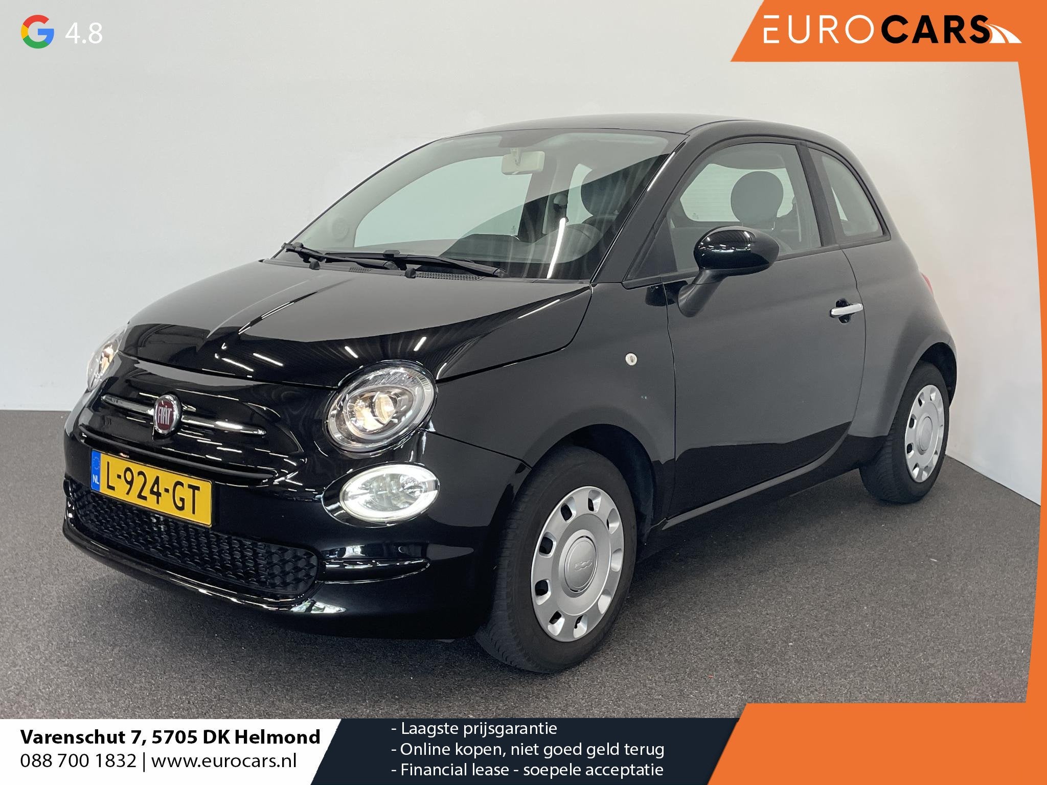 Fiat 500 1.2 Pop Automaat! Airco Radio CD, Auto's, Stof, Gebruikt, 4 cilinders, Zwart
