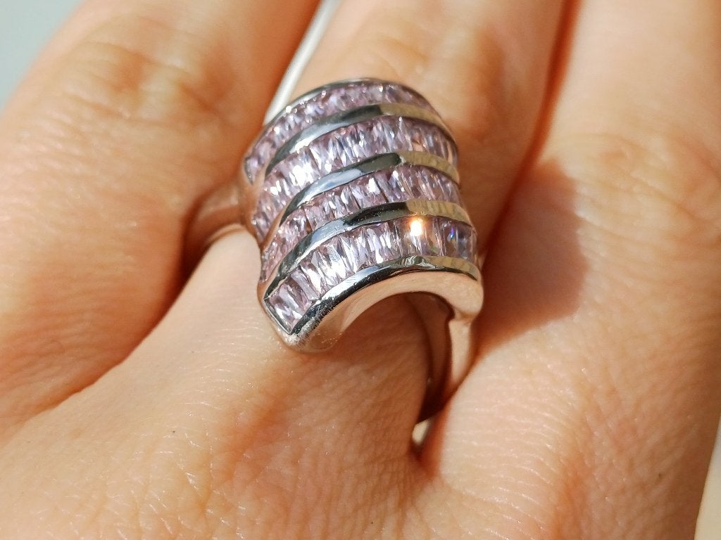 Vanoli 925 zilveren design ring met roze topaas maat 18,25, Daiva1973@hotmail.com, 18 tot 19, Vanoli, Amsterdam