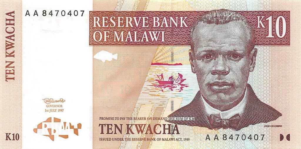 Malawi 10 Kwacha 1997 Unc pn 37, Ophalen of Verzenden, Overige landen, Los biljet
