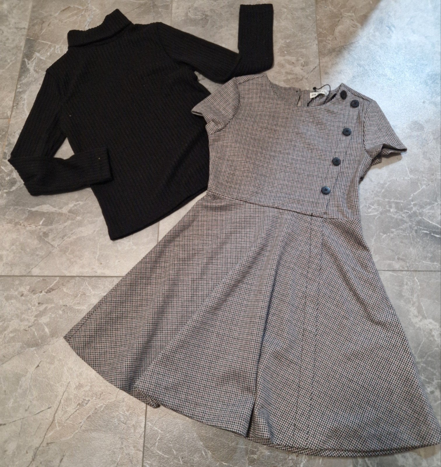 Stijlvolle set: Nieuwe C&A Jurk (128) & SHEIN  Coltrui, Ophalen of Verzenden, Zo goed als nieuw, Maat 34 (XS) of kleiner