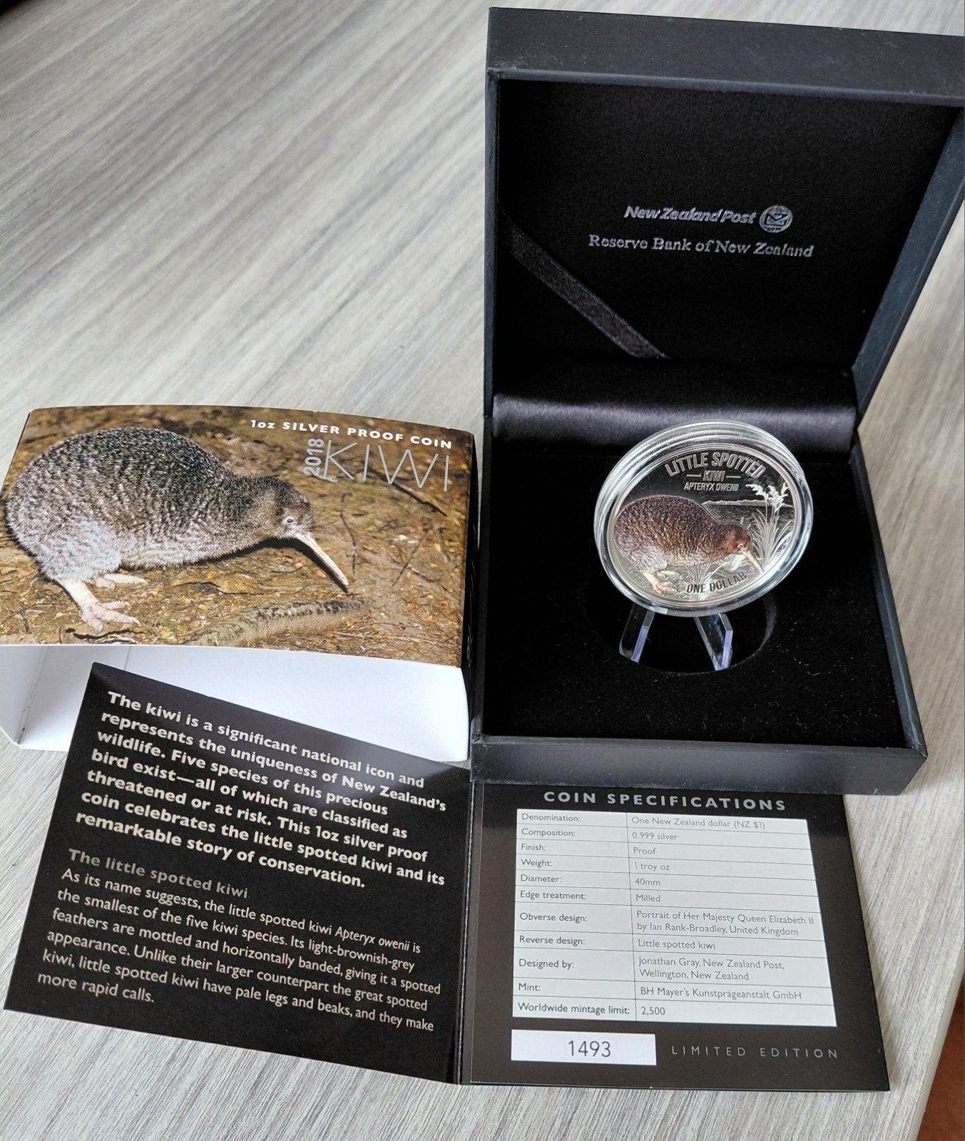 2018 New Zealand Little Spotted Kiwi color 1 oz .999 Zilver, Postzegels en Munten, Ophalen of Verzenden, Zilver