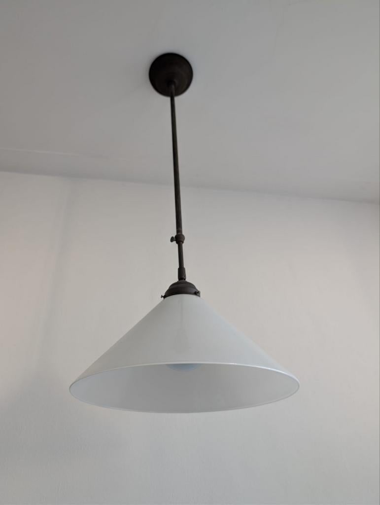 Witte schotel lamp zo goed als nieuw, Ophalen, Zo goed als nieuw, Metaal, 50 tot 75 cm
