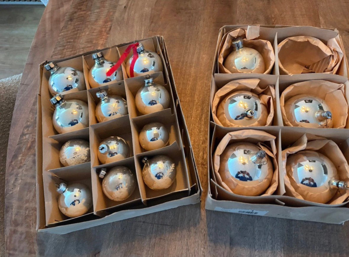 Oude zilveren kerstballen, Diversen, Kerst, Ophalen of Verzenden, Gebruikt