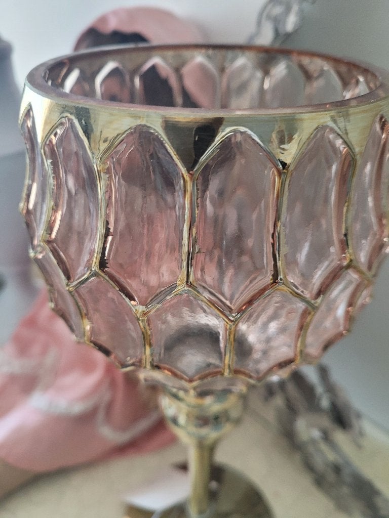 Sierlijk windlicht kandelaar foto 1 t/m 4 glas 30 cm, Huis en Inrichting, Heikant 21 Kaatsheuvel, Windlicht, Meerkleurig, Belle Vieille Brocante