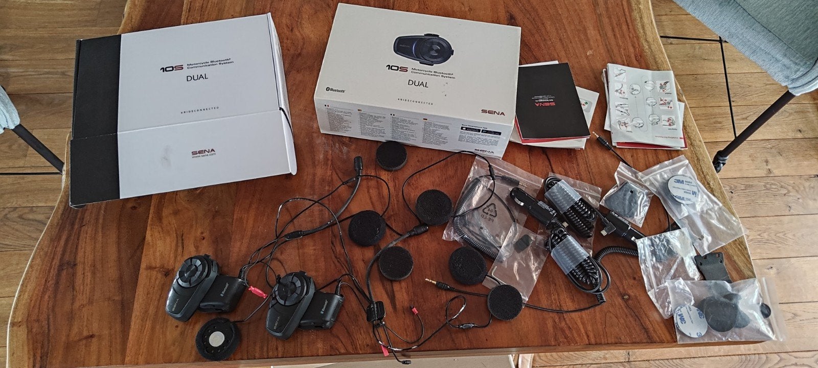 Sena 10S Dual Bluetooth Communicatiesysteem 2 sets, Motoren, Accessoires | Overige, Gebruikt, Ophalen of Verzenden