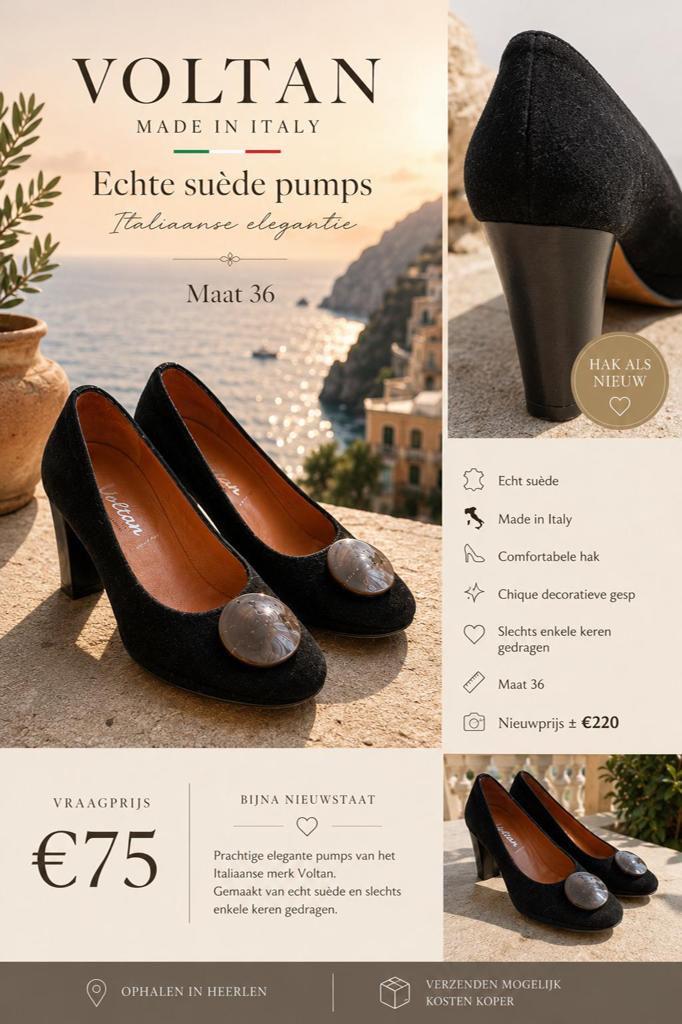 Voltan Zwarte Suède Pumps - Maat 36, Ophalen of Verzenden, Zo goed als nieuw, Zwart, Pumps