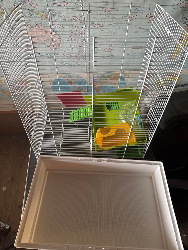 Compleet ingerichte hamsterkooi, Dieren en Toebehoren, Knaagdieren en Konijnen | Hokken en Kooien, Zo goed als nieuw, Kooi, Minder dan 60 cm