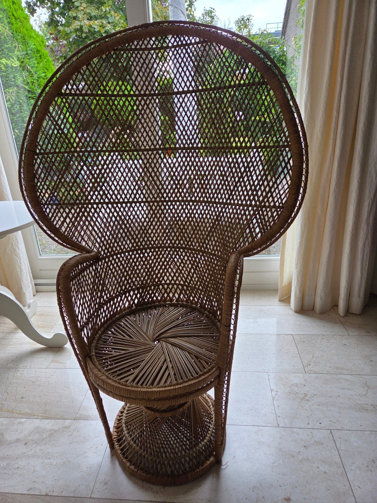 Vintage rotan pauwstoel - Hoge rugleuning, Ophalen