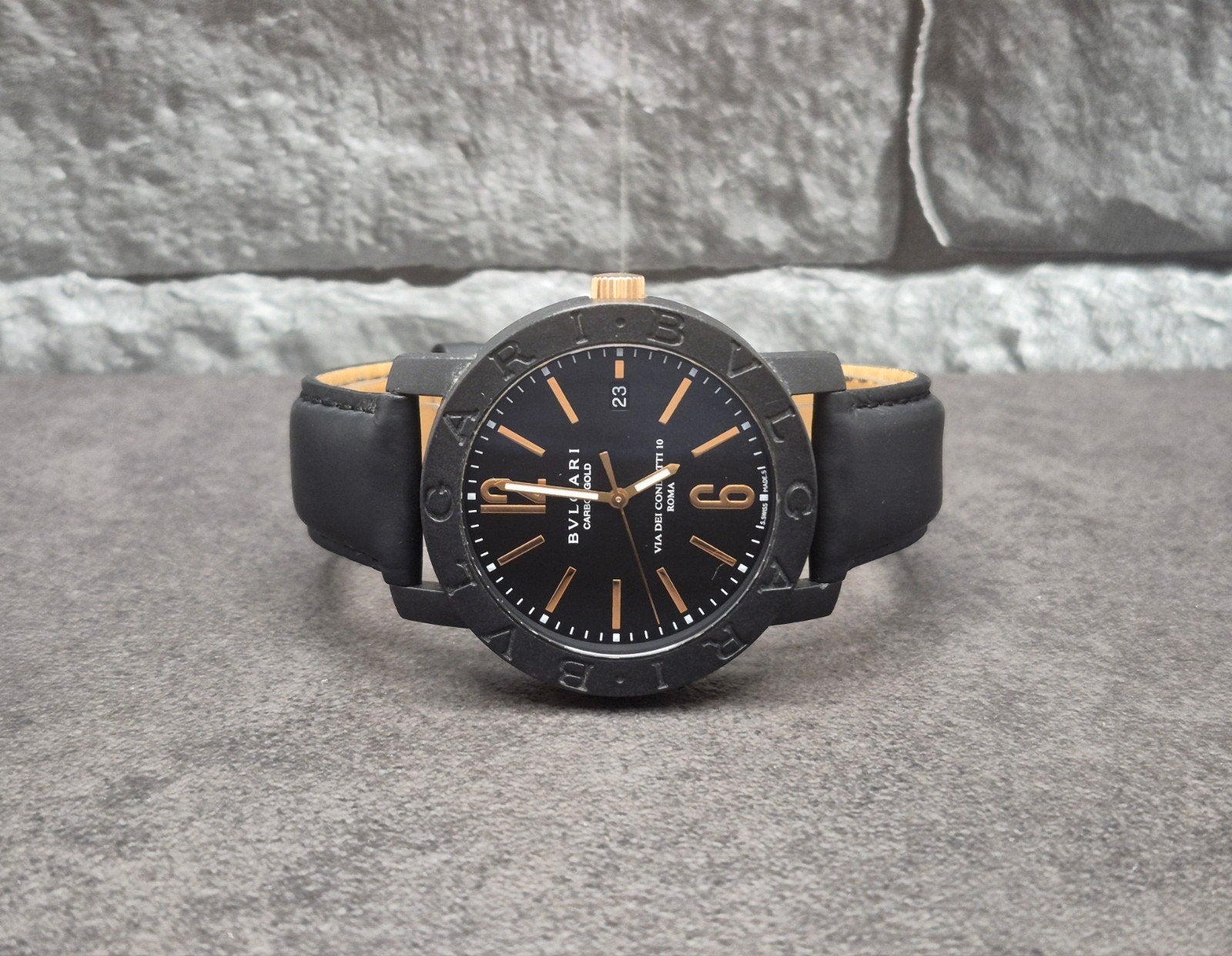 Bvlgari Carbongold BB40 via dei condotti 10 Roma, Overige merken, Kunststof, Leer, Bvlgari