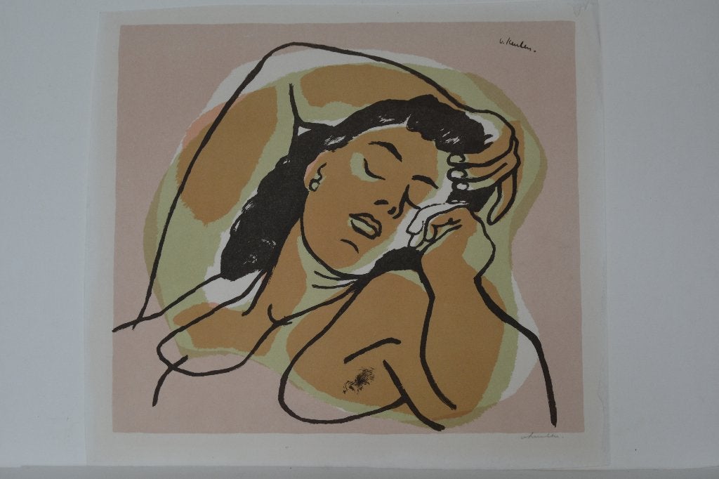 JAN VAN KEULEN DORMEUSE Litho 1947 Gesigneerd Potlood SP18, Personages en Fantasiefiguren, Origineel, Ophalen of Verzenden, Lithografie