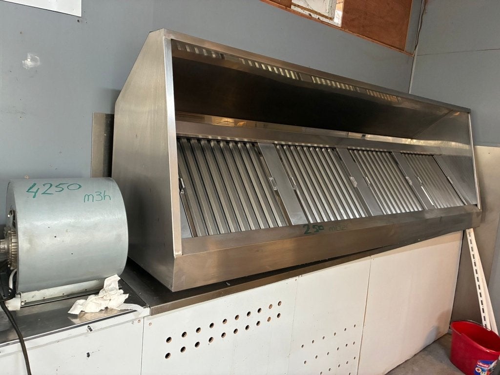RVS horeca afzuigkap professionele afzuigkap met vetfilters, Witgoed en Apparatuur, Afzuigkappen, Ophalen, Gebruikt, Wandschouwkap