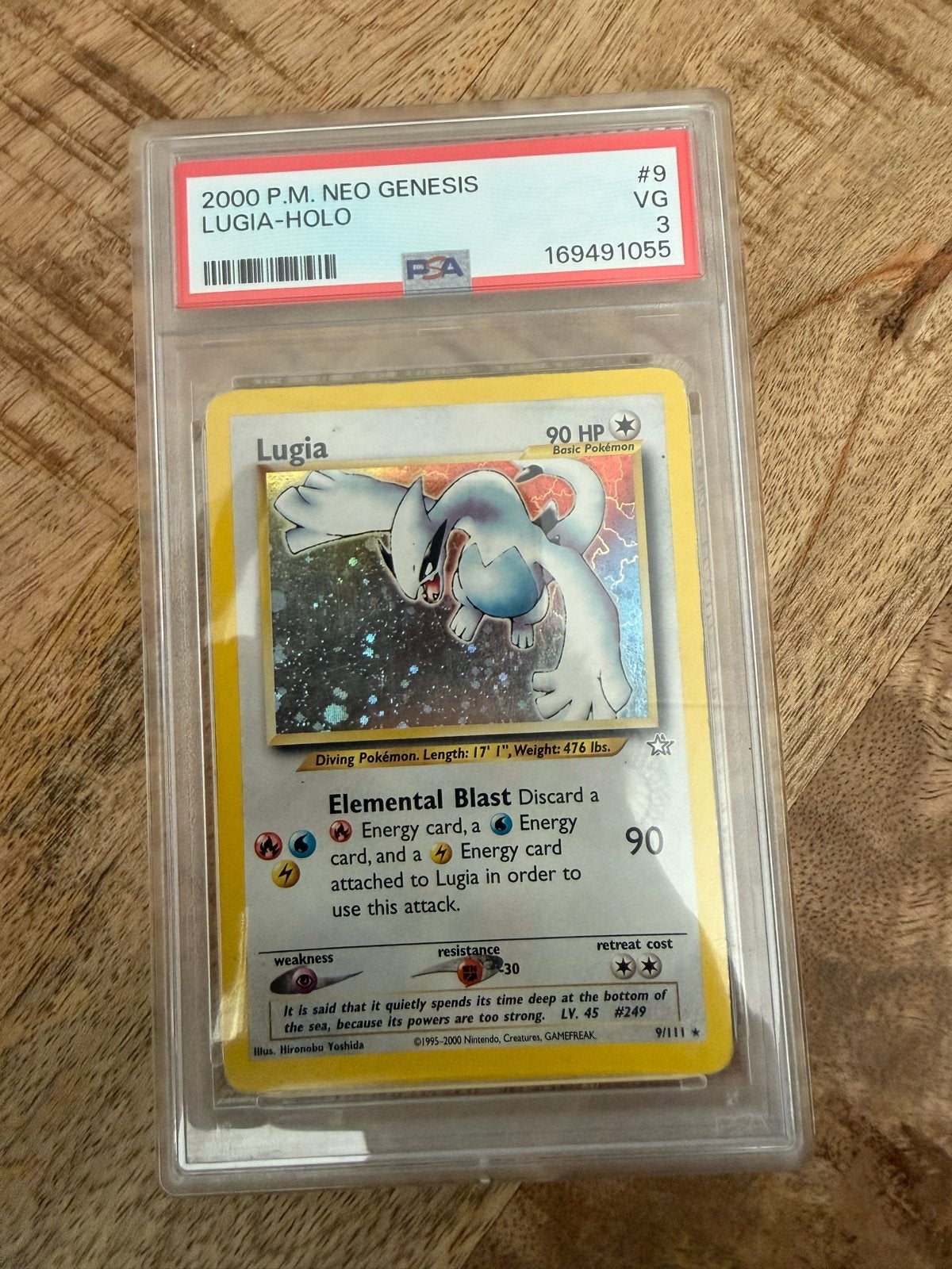 Lugia Holo 2000 P.M. Neo Genesis PSA 3 Pokémon Kaart, Ophalen of Verzenden, Gebruikt, Losse kaart, Foil