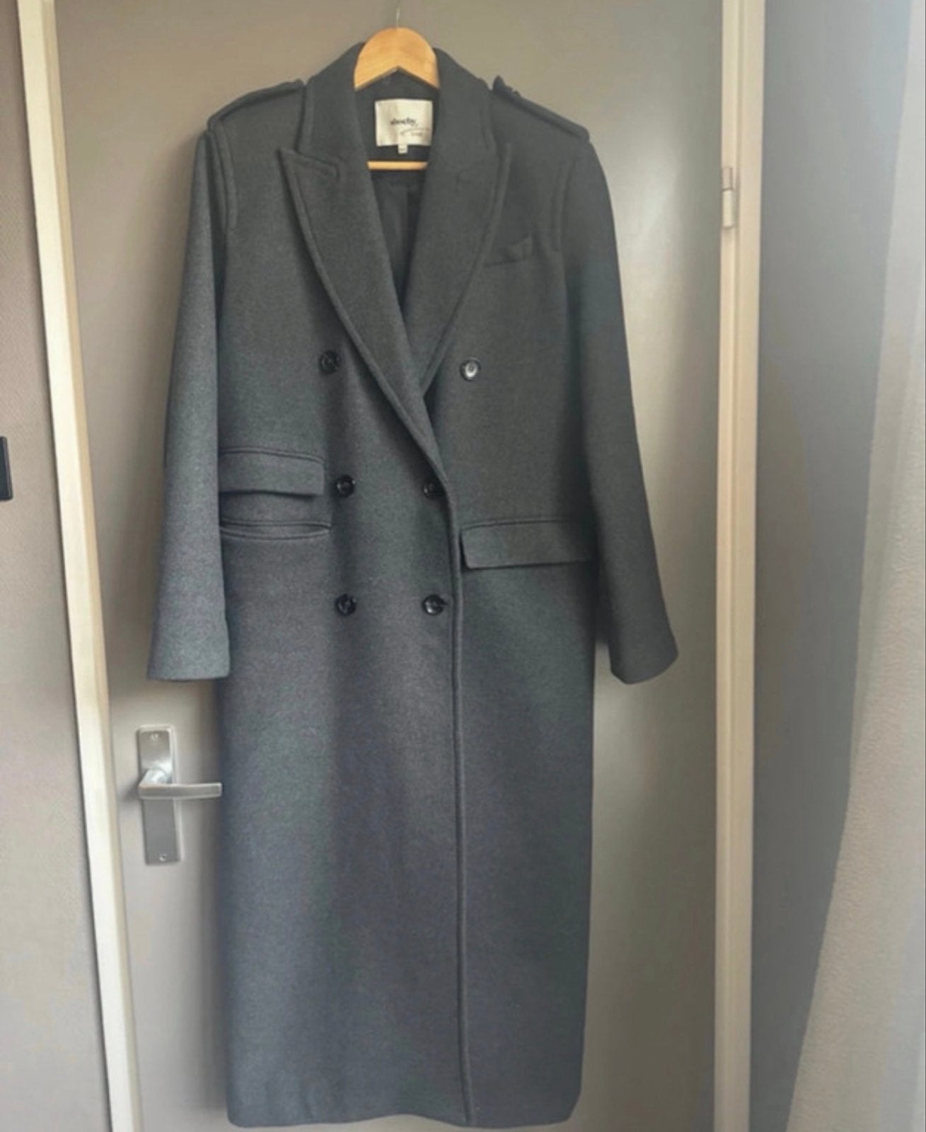 Lange grijze Shoeby mantel XS/S, Ophalen of Verzenden, Zo goed als nieuw, Maat 34 (XS) of kleiner, Grijs