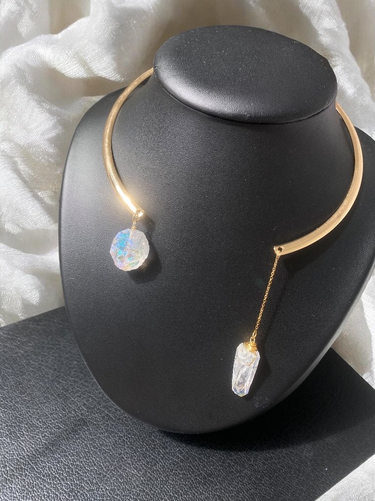 asymmetrische regenboogkwarts halsketting rainbow kwarts, Sieraden, Tassen en Uiterlijk, Kettingen, Nieuw, Steen of Mineraal, Wit