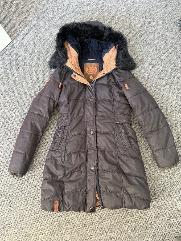 Naketano winterjas met teddy voering en capuchon, Bruin, Ophalen of Verzenden, Zo goed als nieuw, Maat 36 (S)