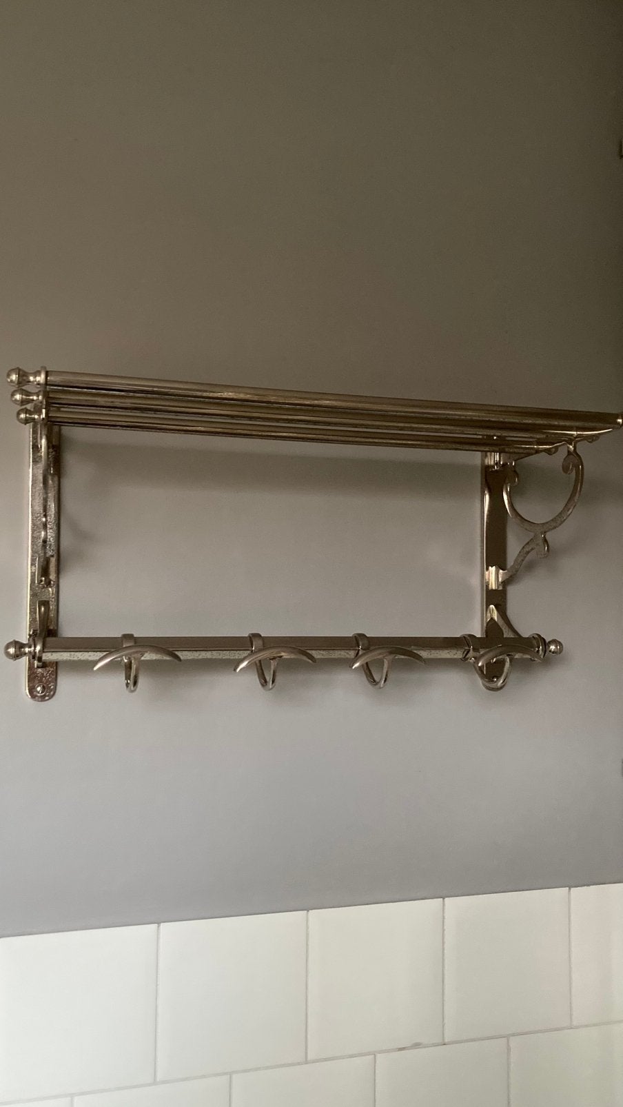 Handdoekenrek - kapstok met verschuifbare haken, chroom, Gebruikt, Minder dan 100 cm, Metaal, Ophalen