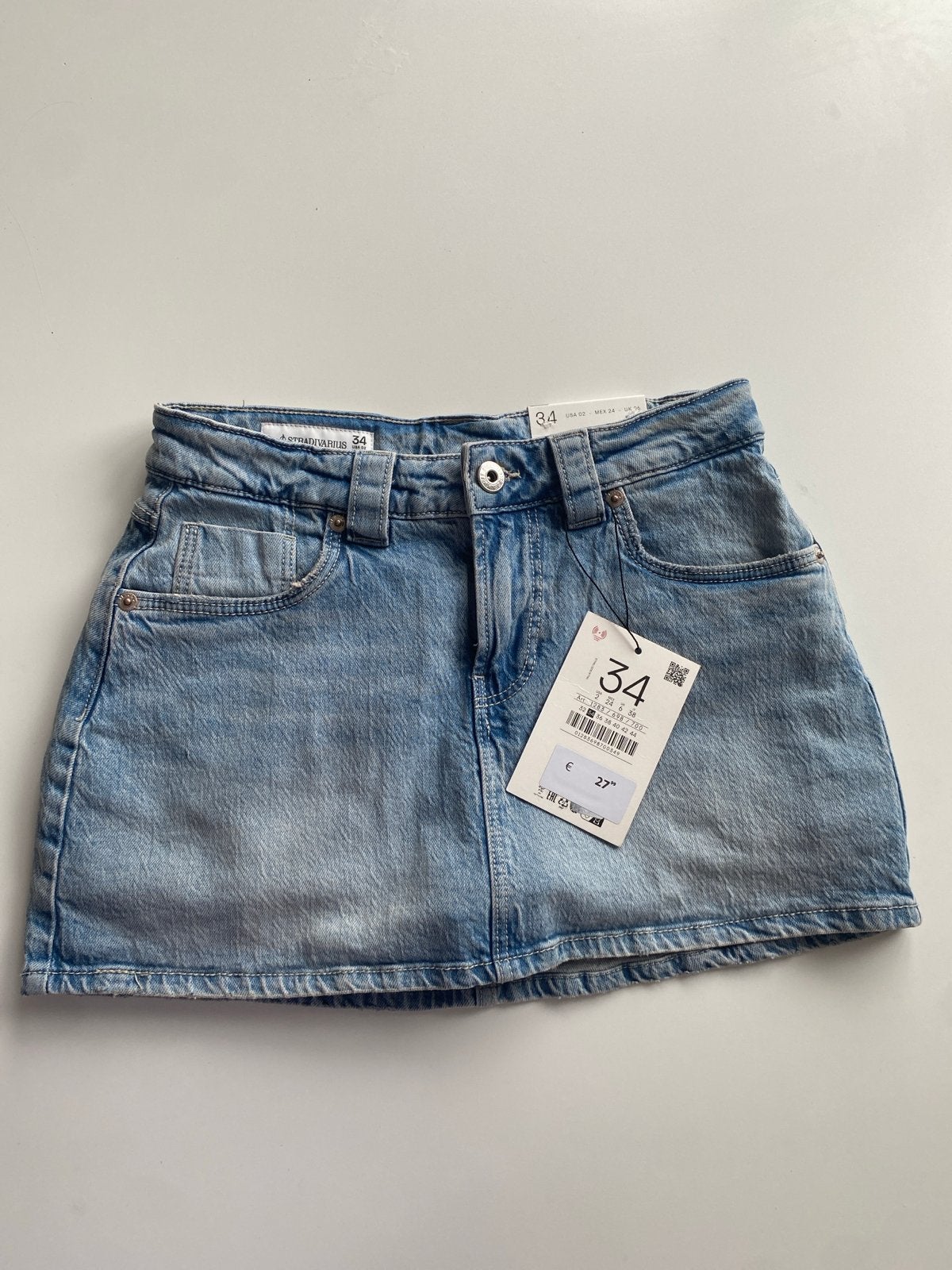 Stradivarius denim mini rokje maat 34, Blauw, Nieuw, Ophalen of Verzenden, Maat 34 (XS) of kleiner
