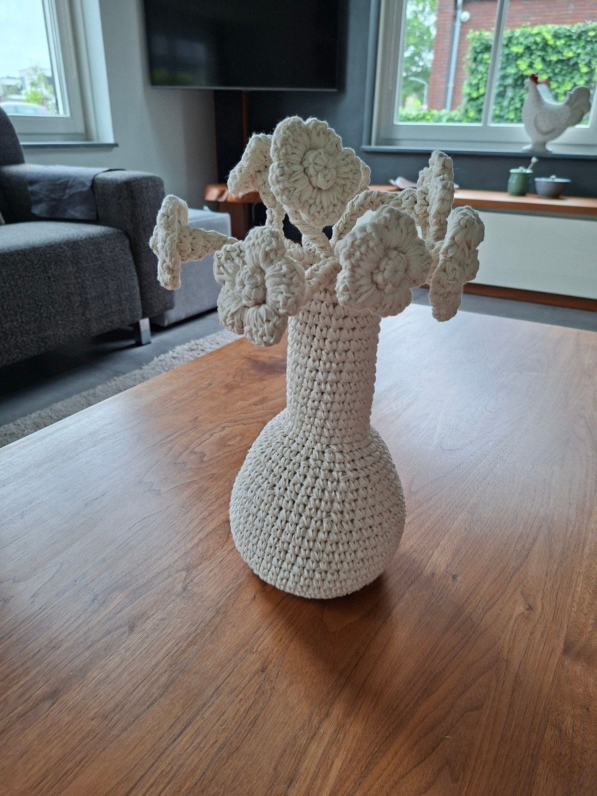 Decoratie  bloemen crème, Huis en Inrichting, Woonaccessoires | Zuilen en Pilaren, Ophalen, Zo goed als nieuw