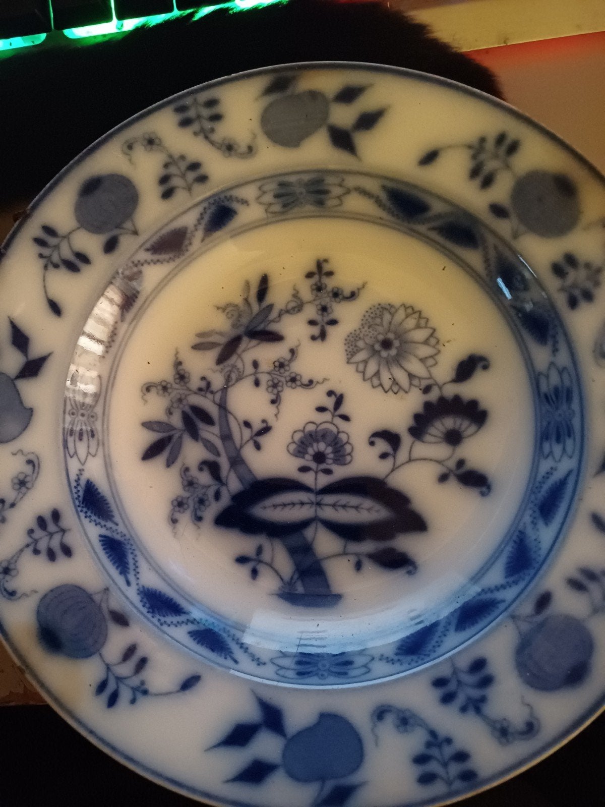 Antiek Villeroy & Boch Dresden Blauw Uienpatroon Bord, Antiek en Kunst, Ophalen of Verzenden