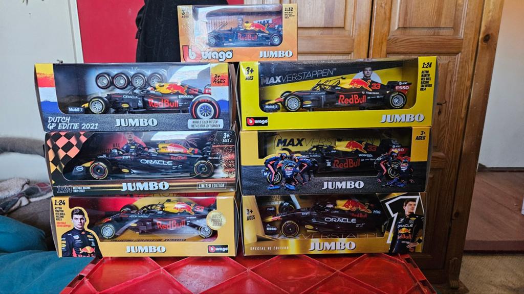 Max Verstappen Red Bull Formule 1 auto's van Jumbo/Burago, Ophalen of Verzenden, Zo goed als nieuw, Auto, Overige merken