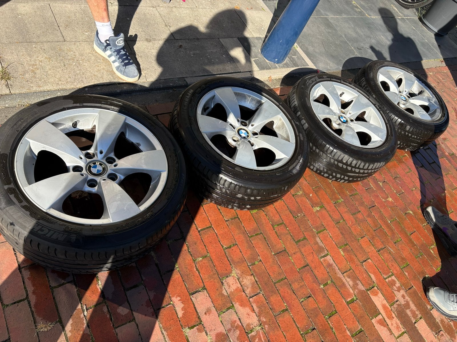 BMW E60 Wielen met Michelin Zomerbanden, Auto-onderdelen, Ophalen, Gebruikt, Banden en Velgen, 17 inch