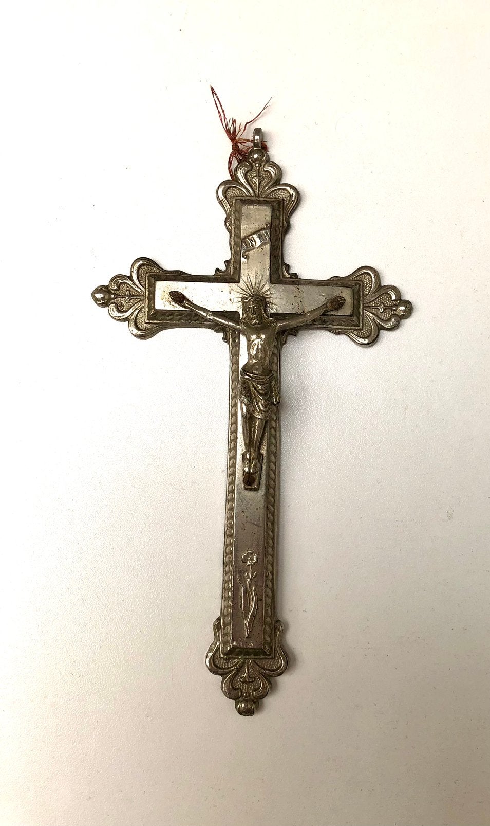 Mooie brocante gedetailleerde metalen crucifix / kruisbeeld, Ophalen of Verzenden