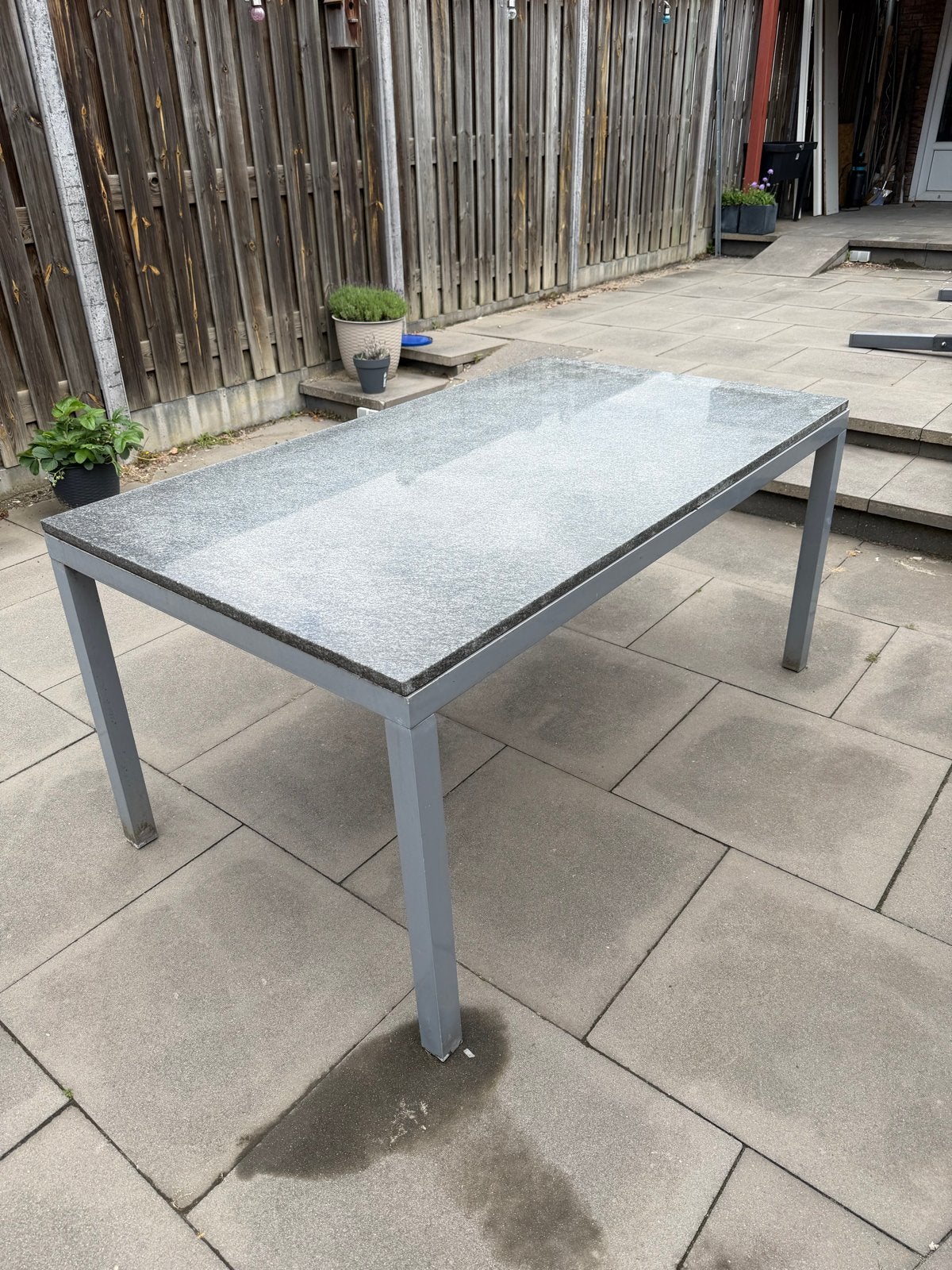 Robuuste tuintafel met granieten blad, Tuin en Terras, Ophalen, Gebruikt, Rechthoekig, Aluminium