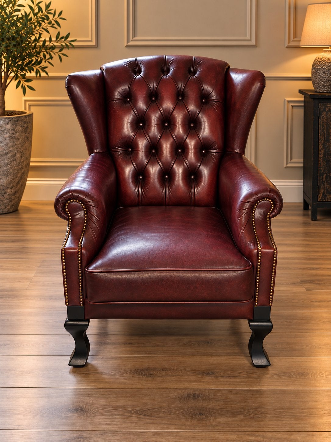 Klassieke Chesterfield Lederen Fauteuil !!, Ophalen of Verzenden, Zo goed als nieuw, 75 tot 100 cm