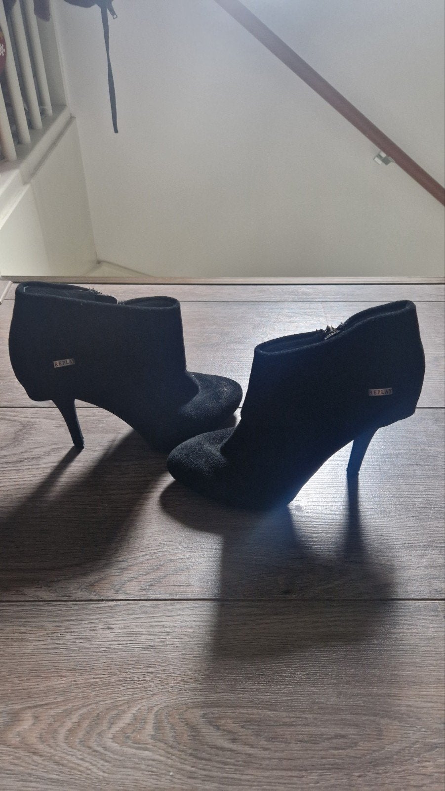 Replay Blue Jeans Zwarte Enkellaarsjes - Maat 40, Zwart, Replay, Ophalen of Verzenden, Schoenen met hoge hakken