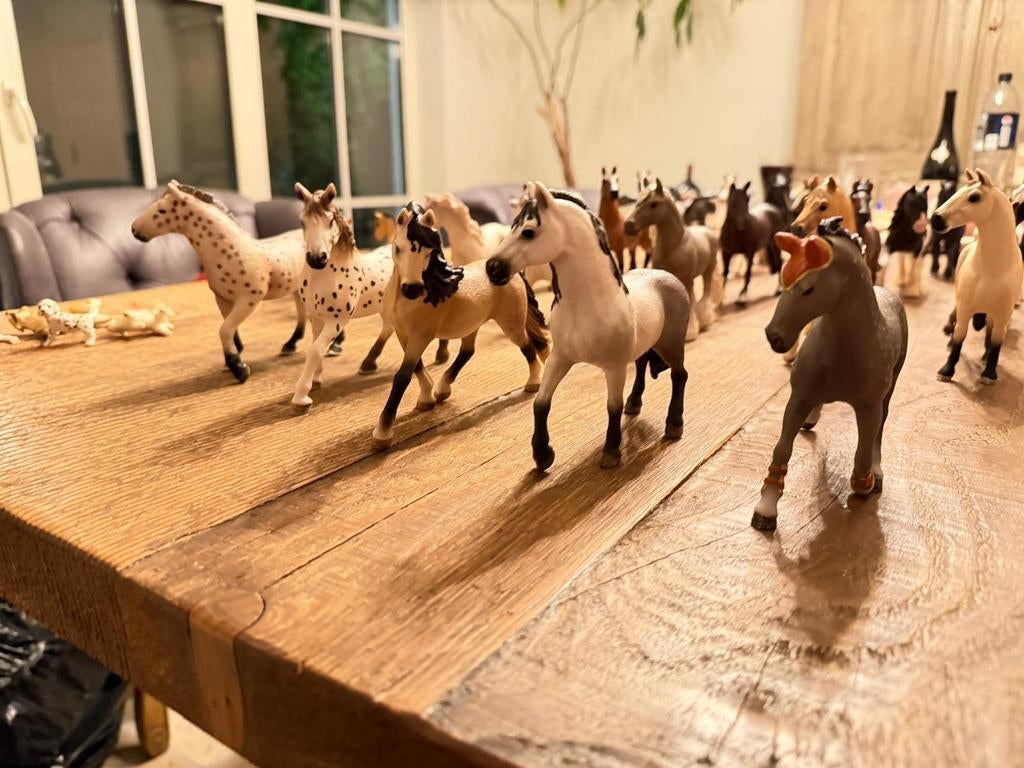 26 Schleich paarden met assecoires en ruiters en dieren, Eén persoon