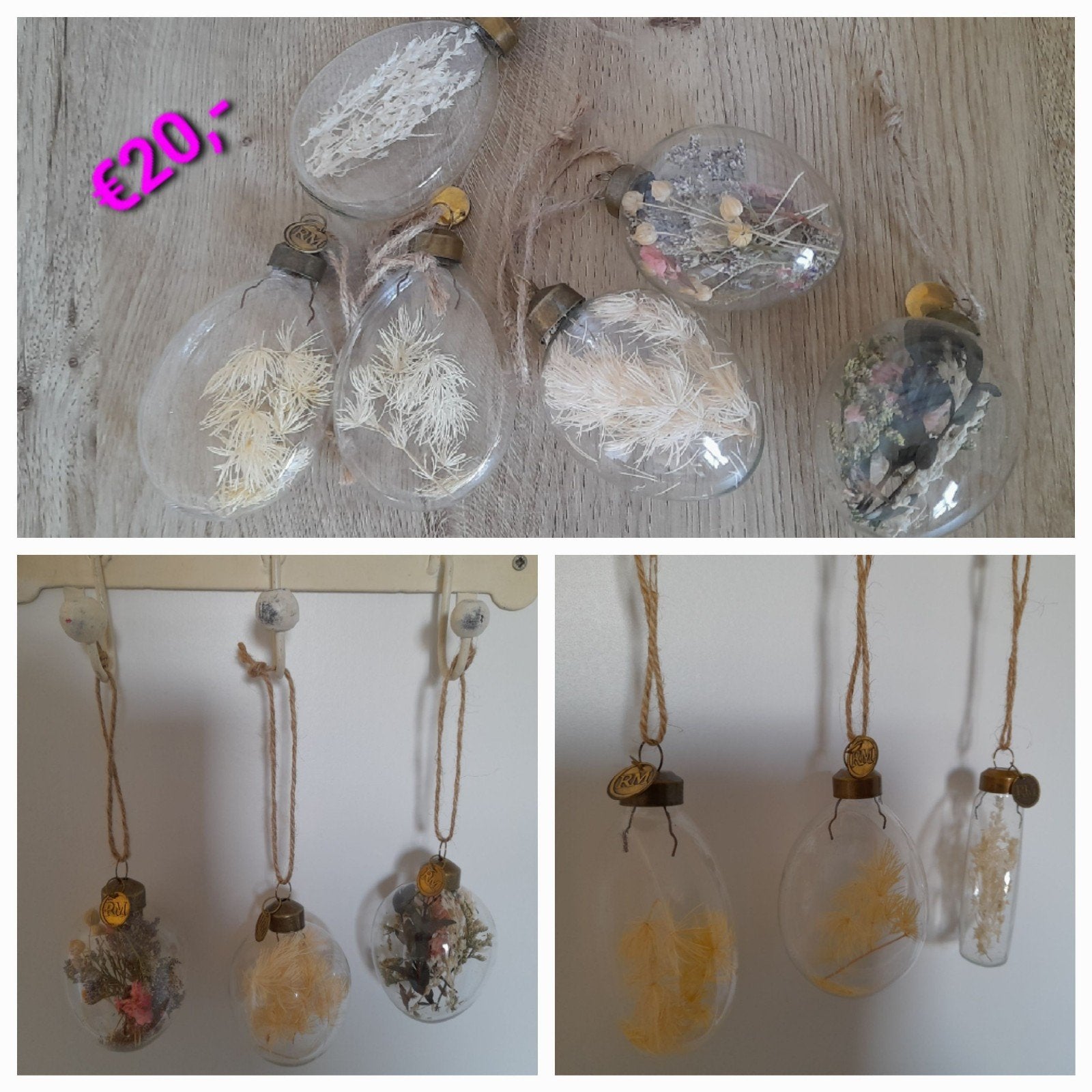 6 glazen ornamenten ballen van riviera maison, Verzenden