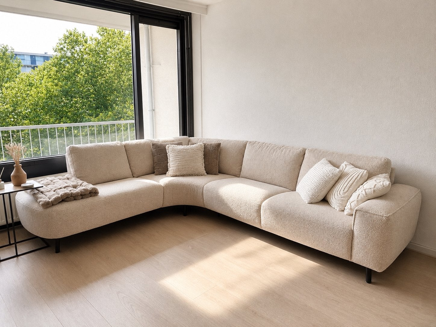 Hoekbank Shelley Beige - Teddystof - B314xD246xH88, Ophalen, Zo goed als nieuw, Stof