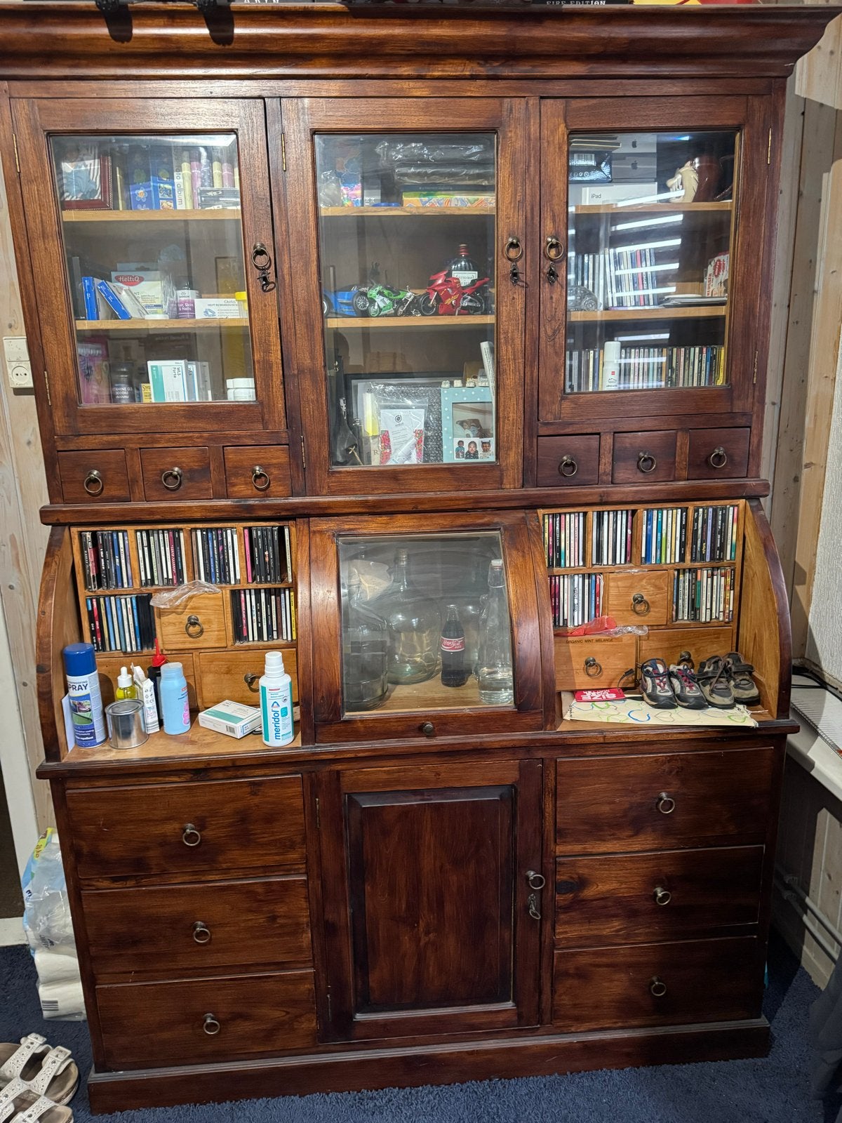 Antieke 2-delige secretaire/boekenkast H220 B153, Ophalen
