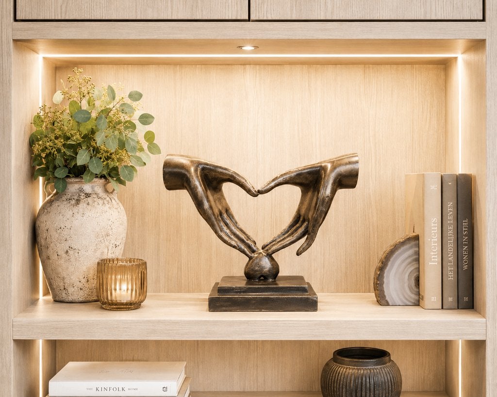 2 HANDEN HARTMAKEND / Bronzen beeld, Antiek en Kunst, Ophalen of Verzenden, Brons, Beeld
